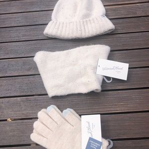 A set of a headband, hat, and gloves